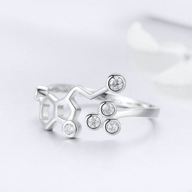 WHITE ZIRCON SILVER RING - HONEYCOMB